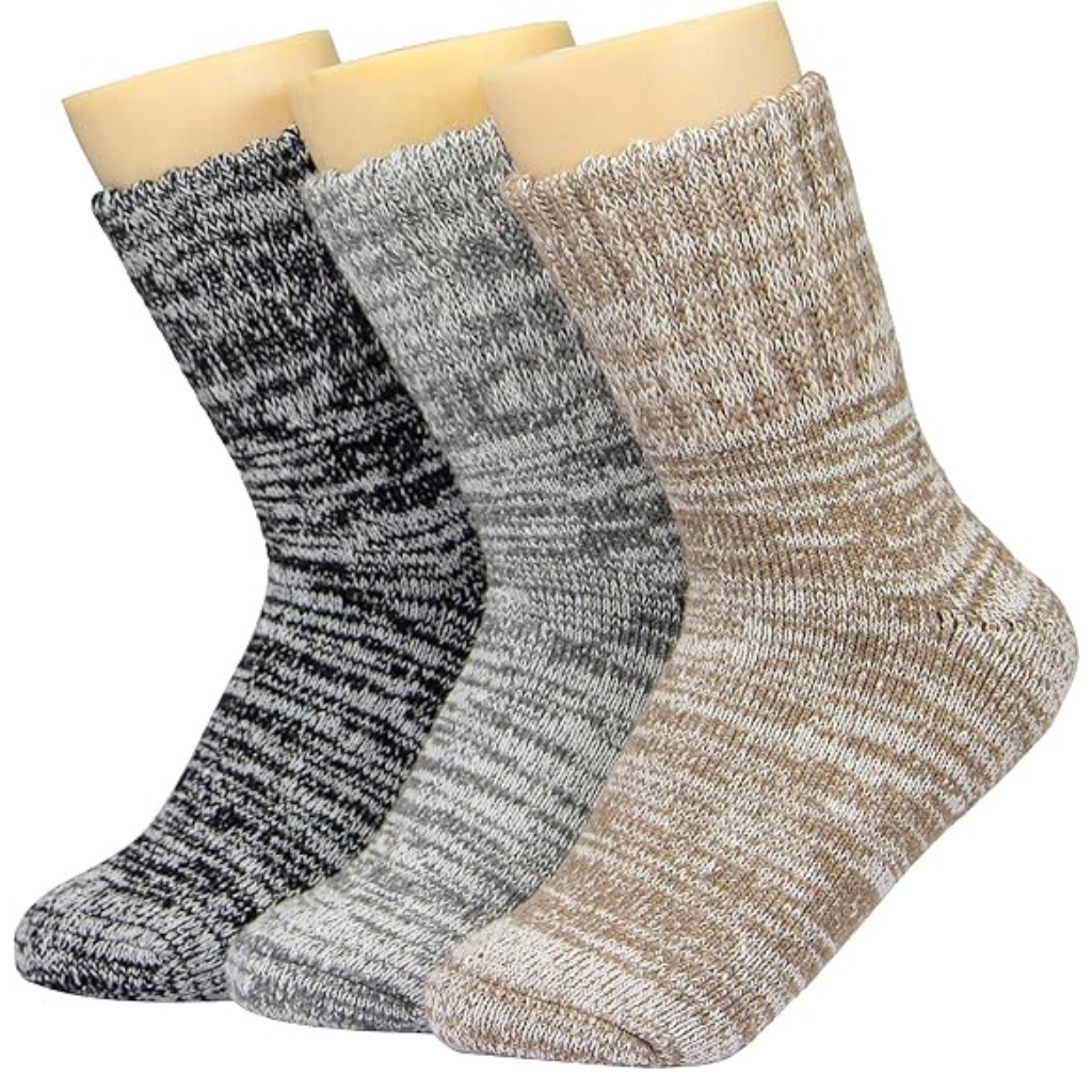Structured Rib Knit Crew Pattern Socks