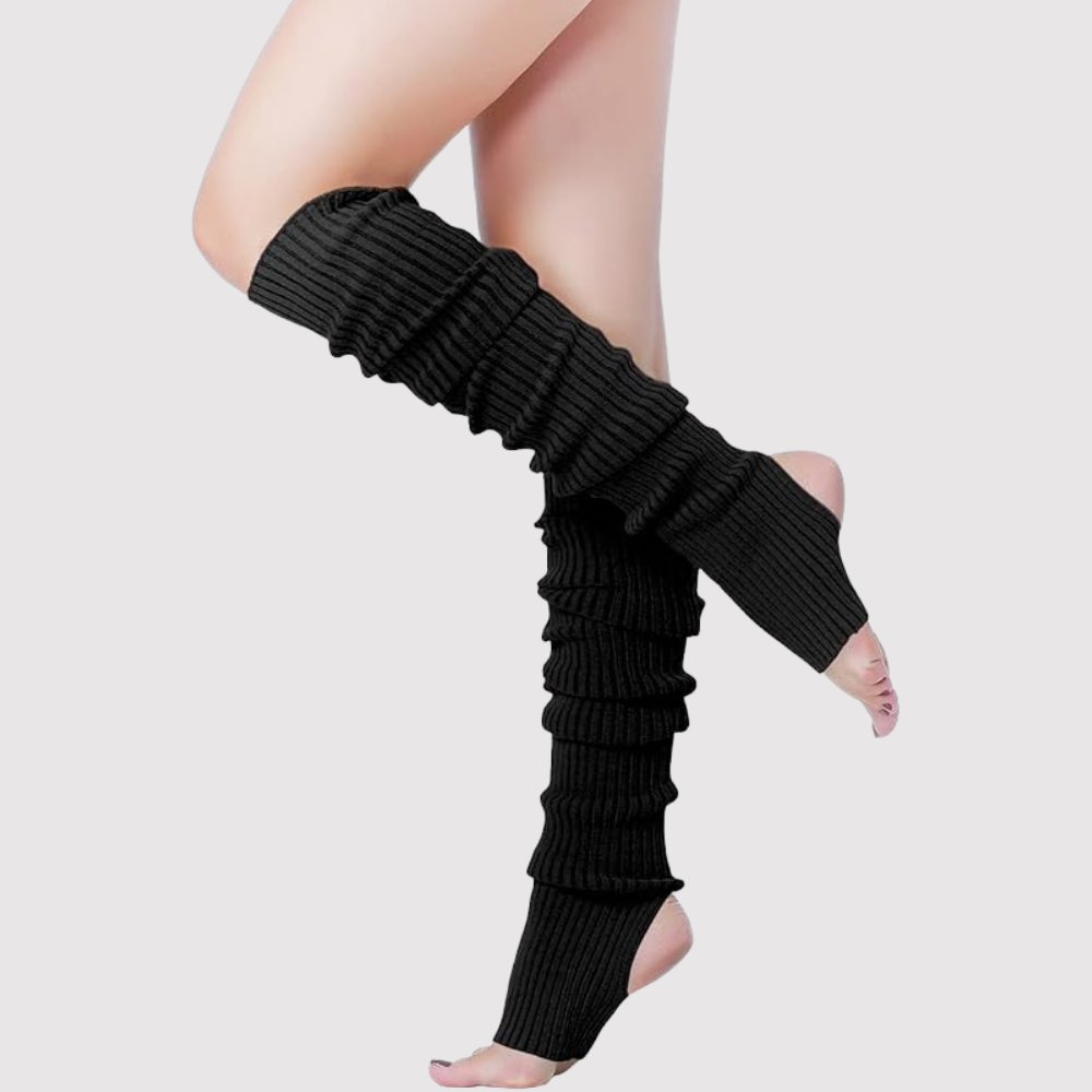 Women 80s Party Ribbed Knit Long Leg Warmer