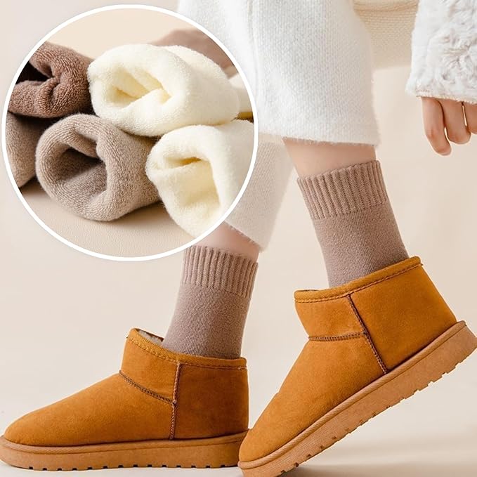 6 Pairs Of Warm Plush Terry Socks For Women