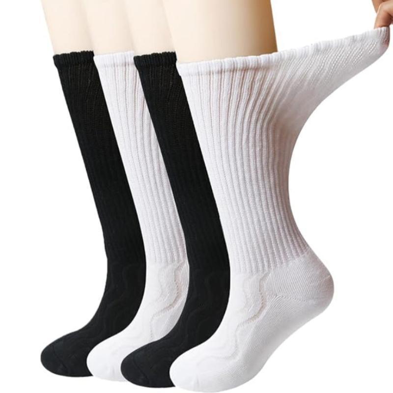 Pack Of 4 Bamboo Diabetic Crew Socks With Cushioned Sole