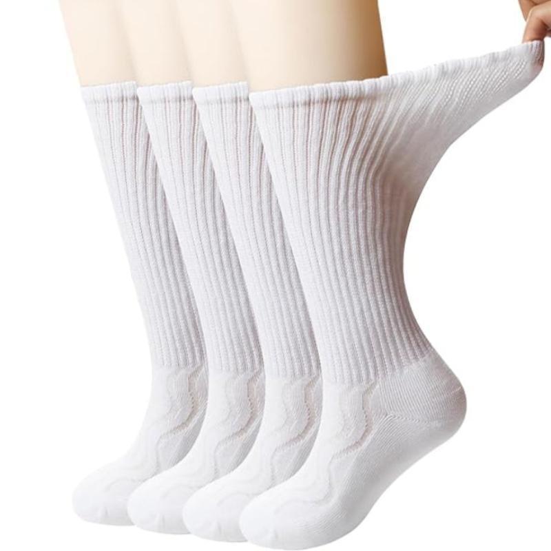 4-Pack Bamboo Diabetic Crew Socks - Cushioned Sole Comfort