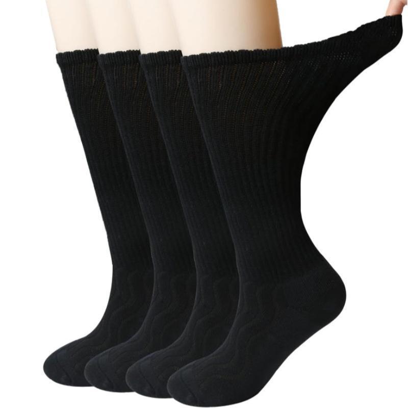 4-Pack Bamboo Diabetic Crew Socks - Cushioned Sole Comfort