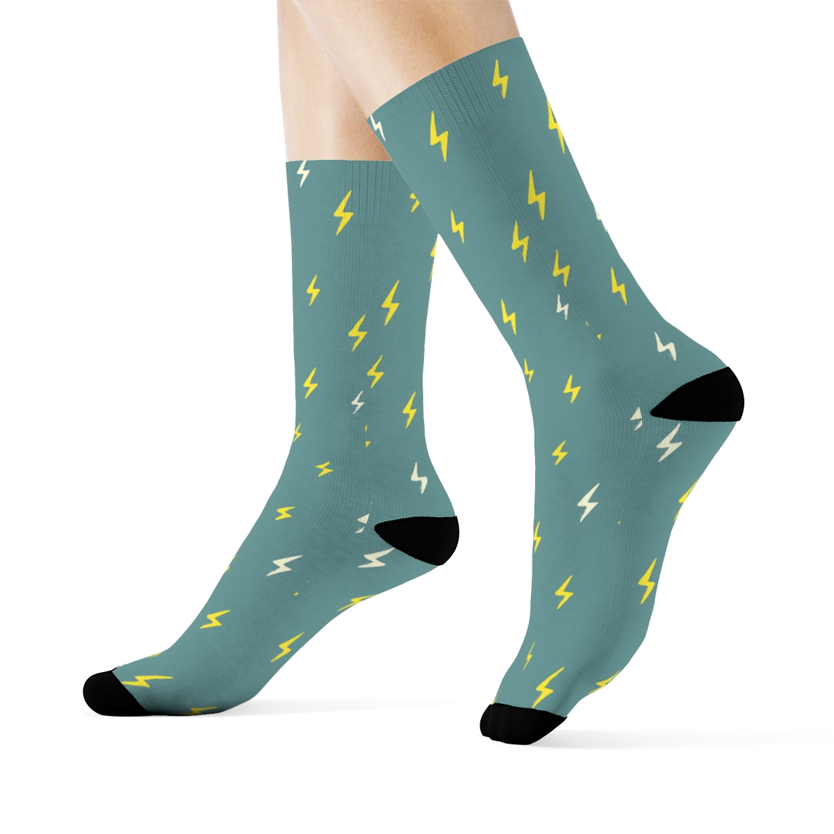 Scattered Micro Bolt Field trendy patterned crew socks