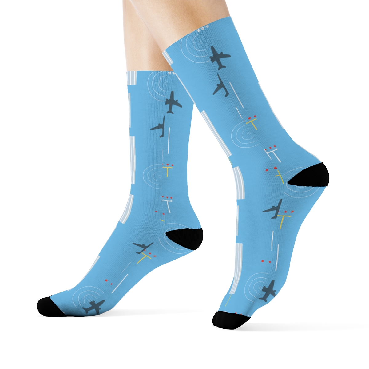 Sky Lanes Grid Pattern For Air Traffic Controller stylish athletic crew socks