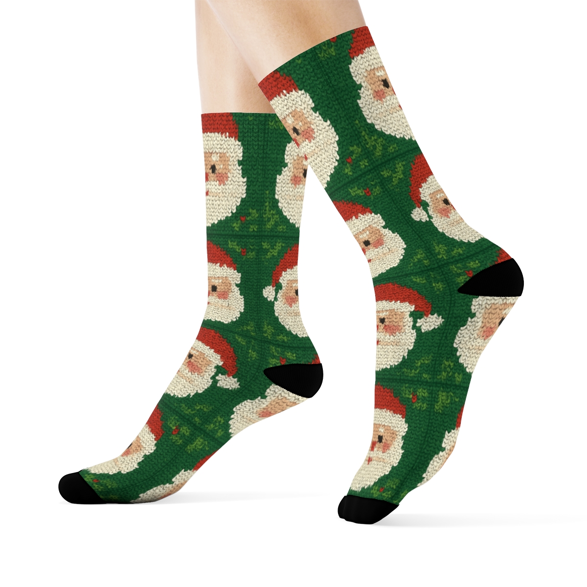 Scarlet Santa Tile Grid designer printed crew socks