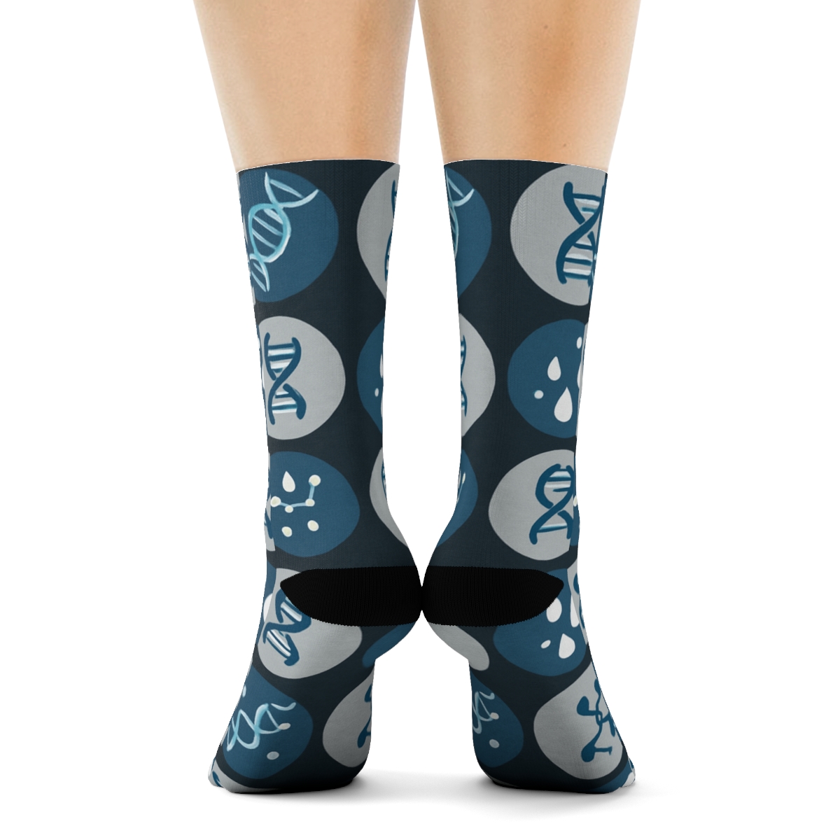 Microscope Grid With Forensic Scientist Icons premium sports crew socks