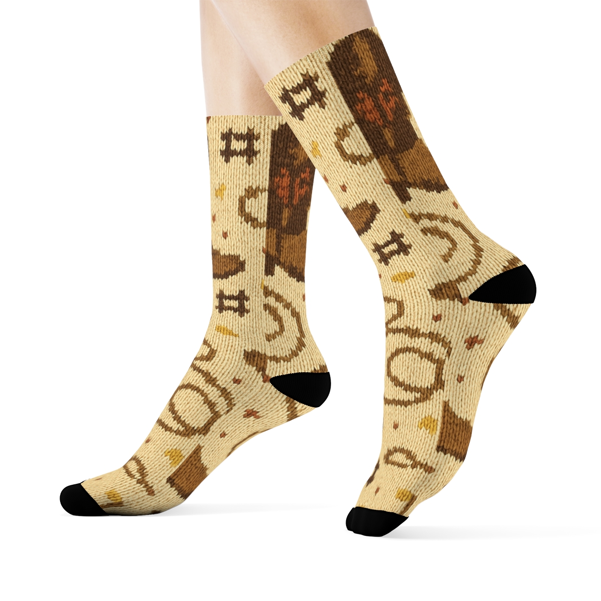Rancher Lasso And Boot Knit Illusion Tessellation unique graphic crew socks