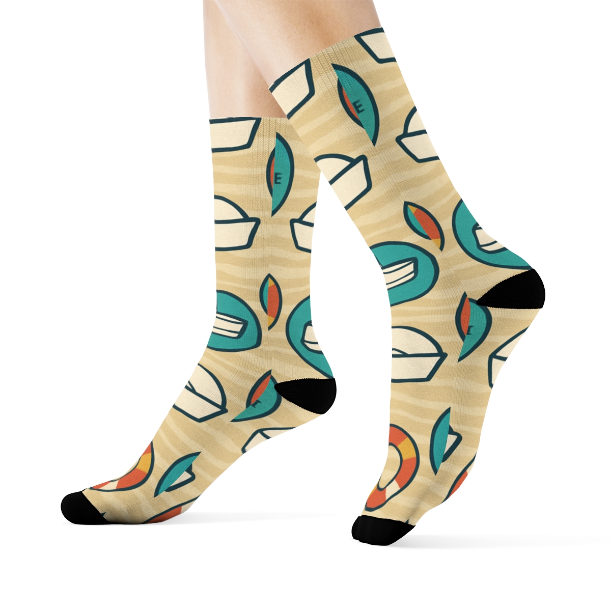 Compass Medallions With Sailor Hat Scatter personalized crew socks