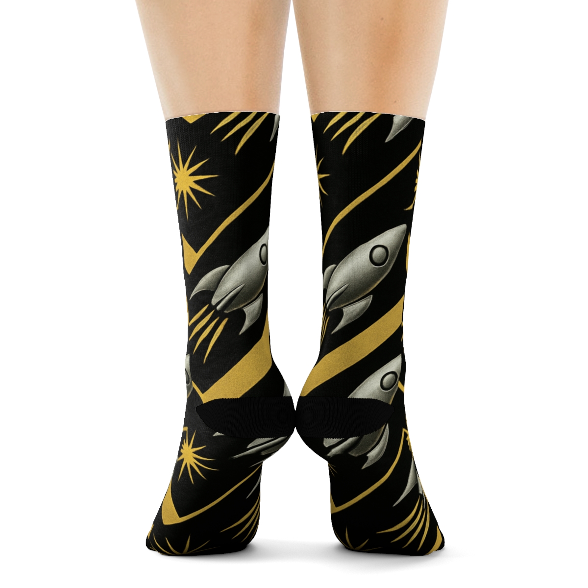 Retro Rocket Chevron trendy patterned crew socks