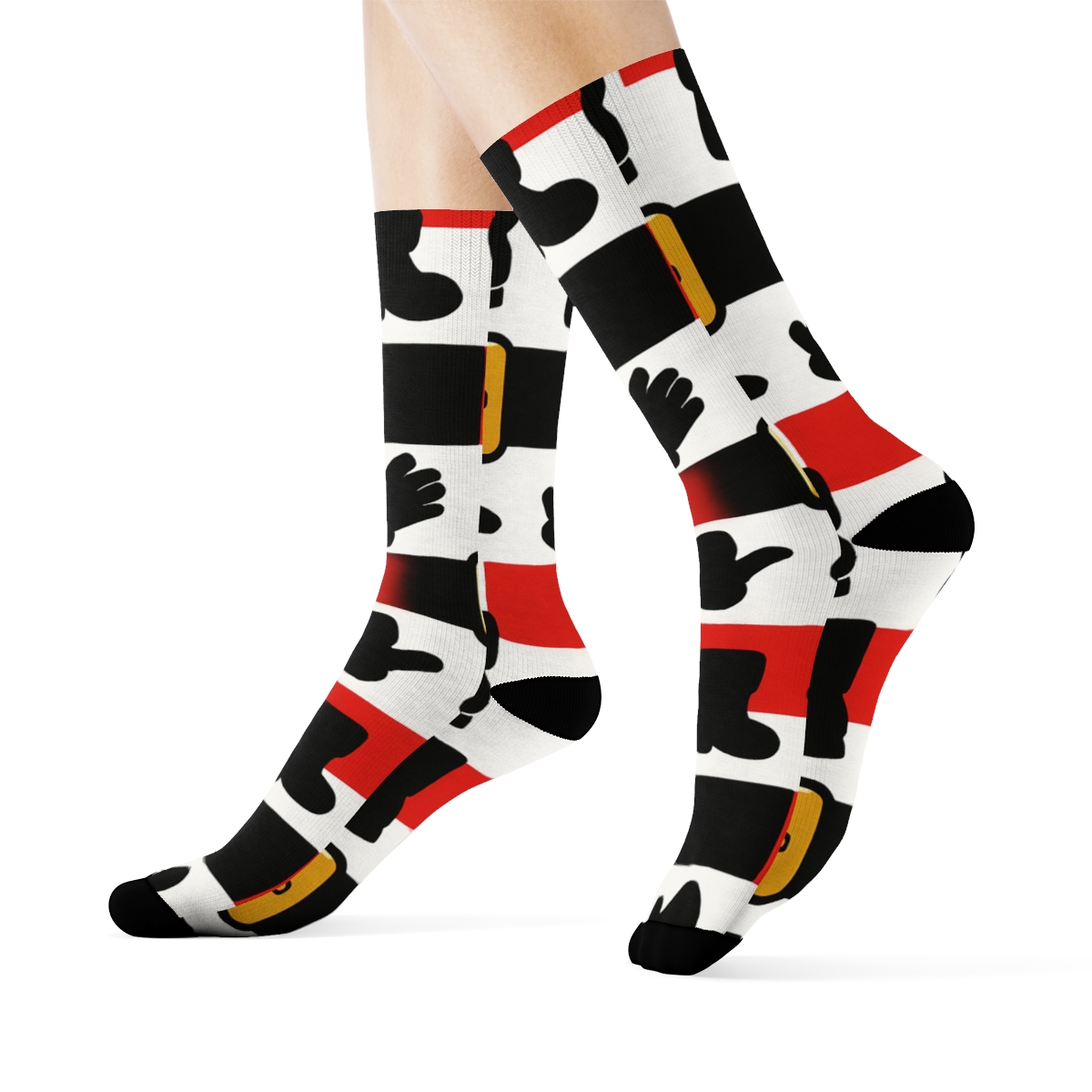 Belt Buckle Border Santa Pattern soft everyday crew socks