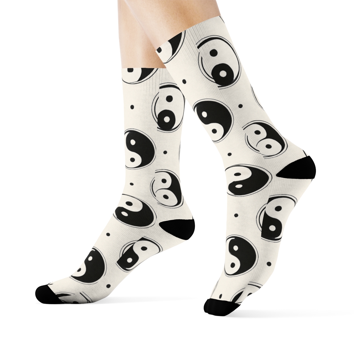 Taijitu Grid On White Field premium sports crew socks