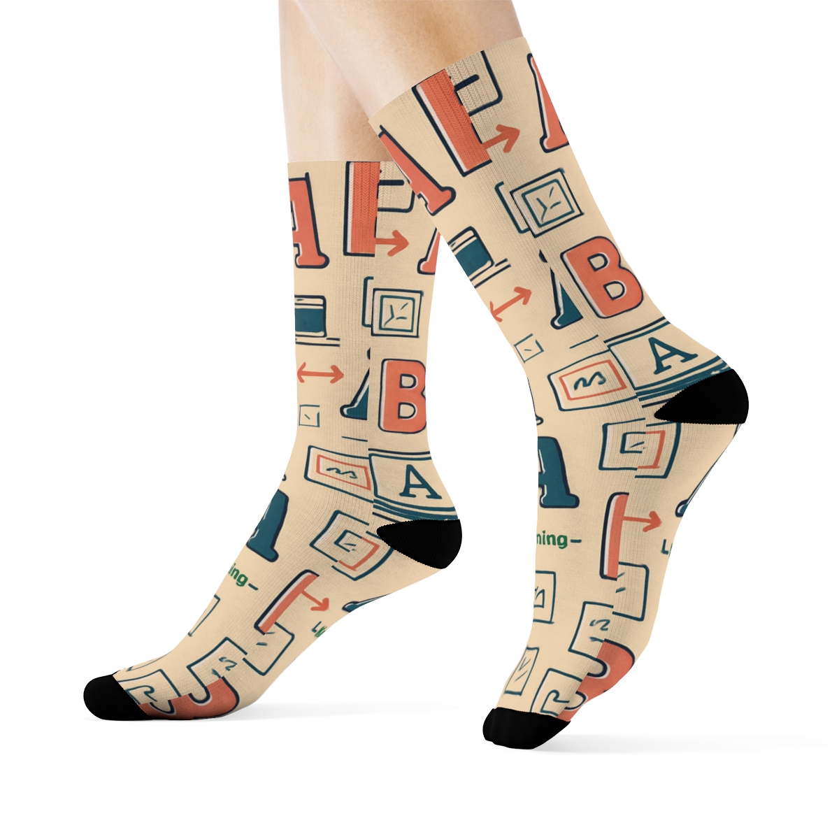 Typography Grid With Graphic Designer Doodles stylish athletic crew socks
