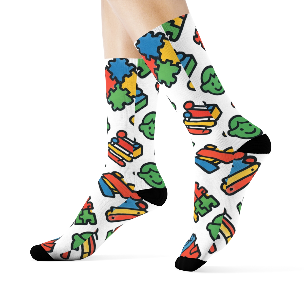 Storybook Lattice With Childcare Worker Charm comfortable cotton crew socks