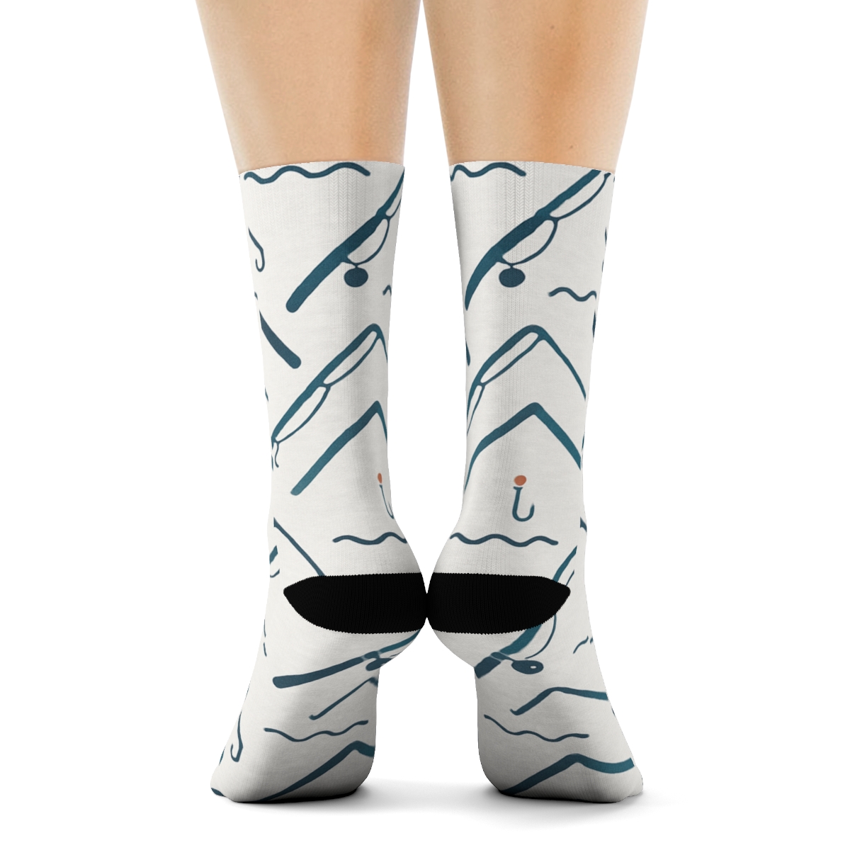 Fisher Rod Chevron On White River Ripple Ground custom crew socks