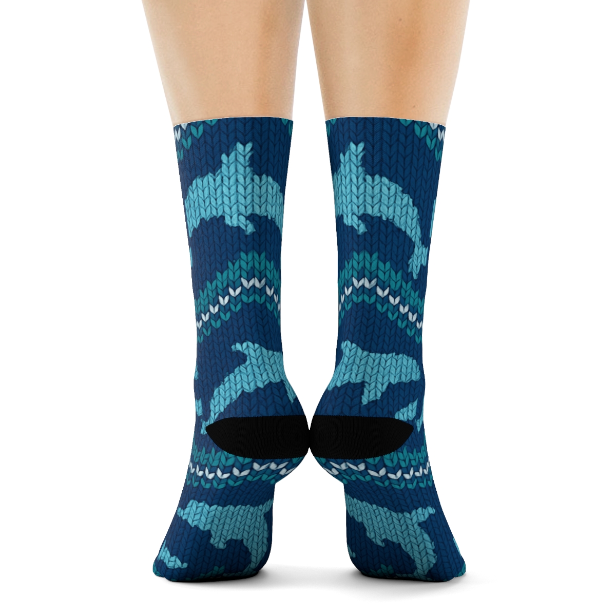 Ocean Knit Dolphin Chevron trendy patterned crew socks