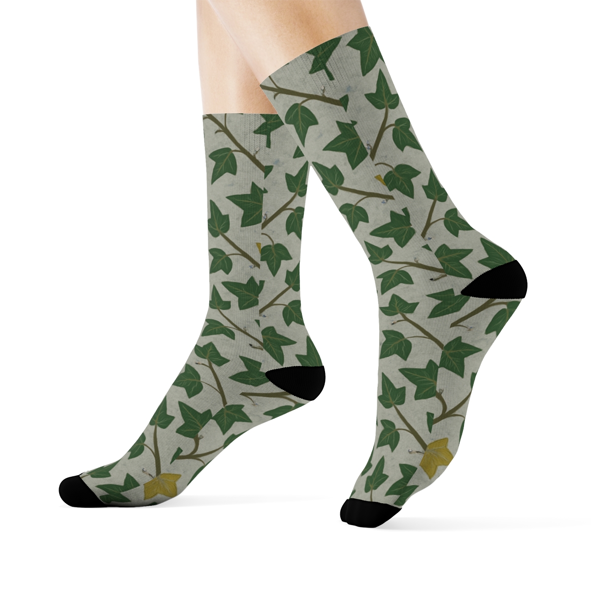 Tendril Chevron On Stone Gray trendy patterned crew socks