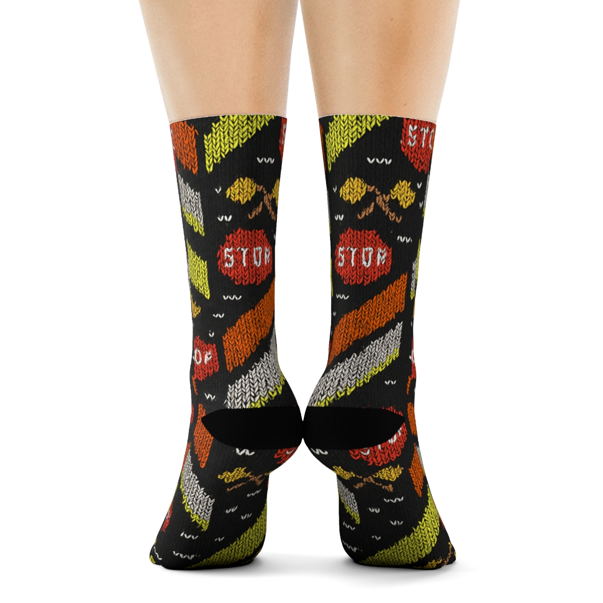 Crossing Guard Chevron Knit Illusion custom crew socks