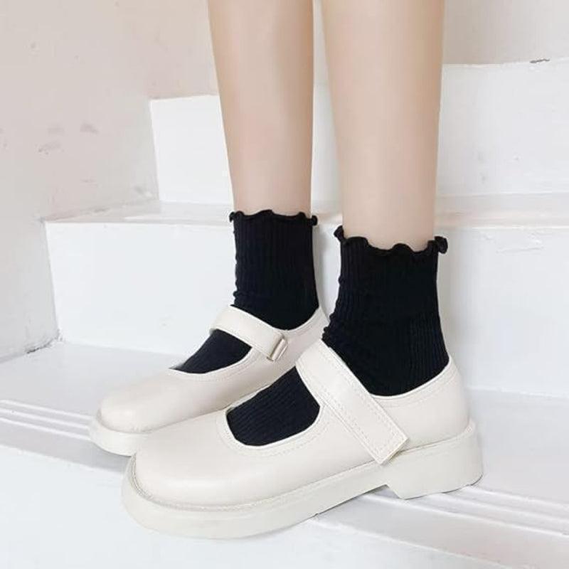 6 Pack Ruffle Knitted Socks – Soft and Stylish Everyday