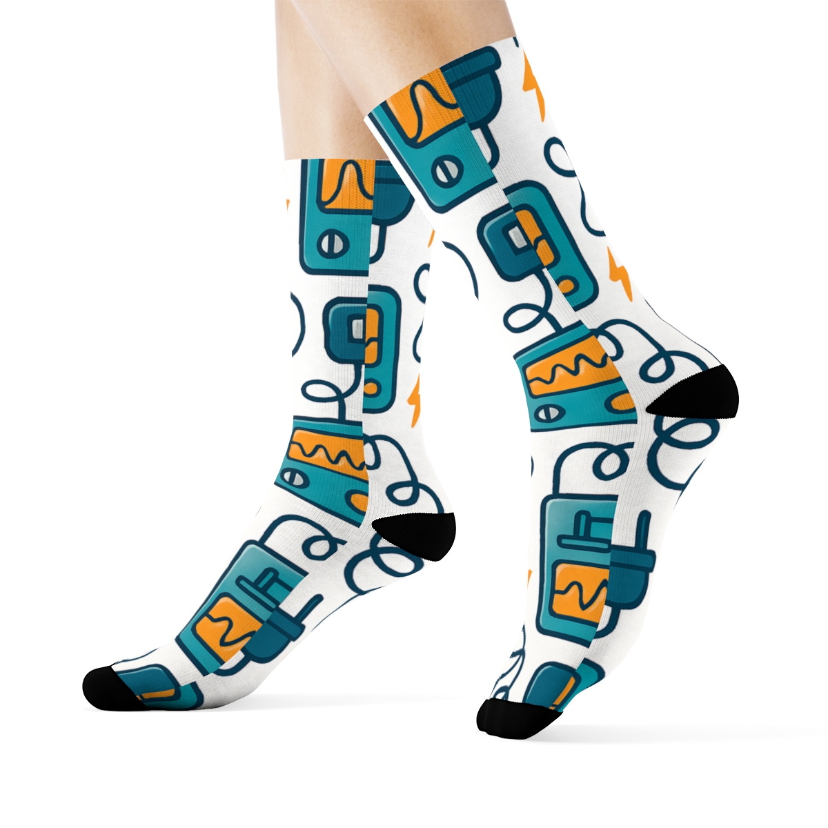 Voltage Meter Grid With Electrician Tools custom crew socks