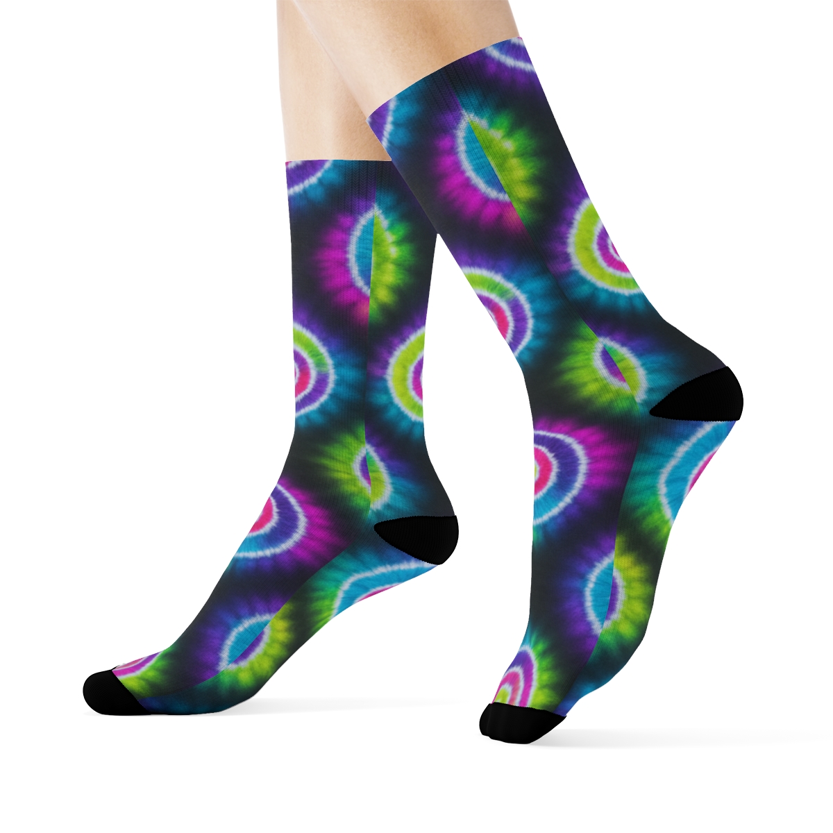 Neon Spiral Tile Lattice On Charcoal Background unique graphic crew socks