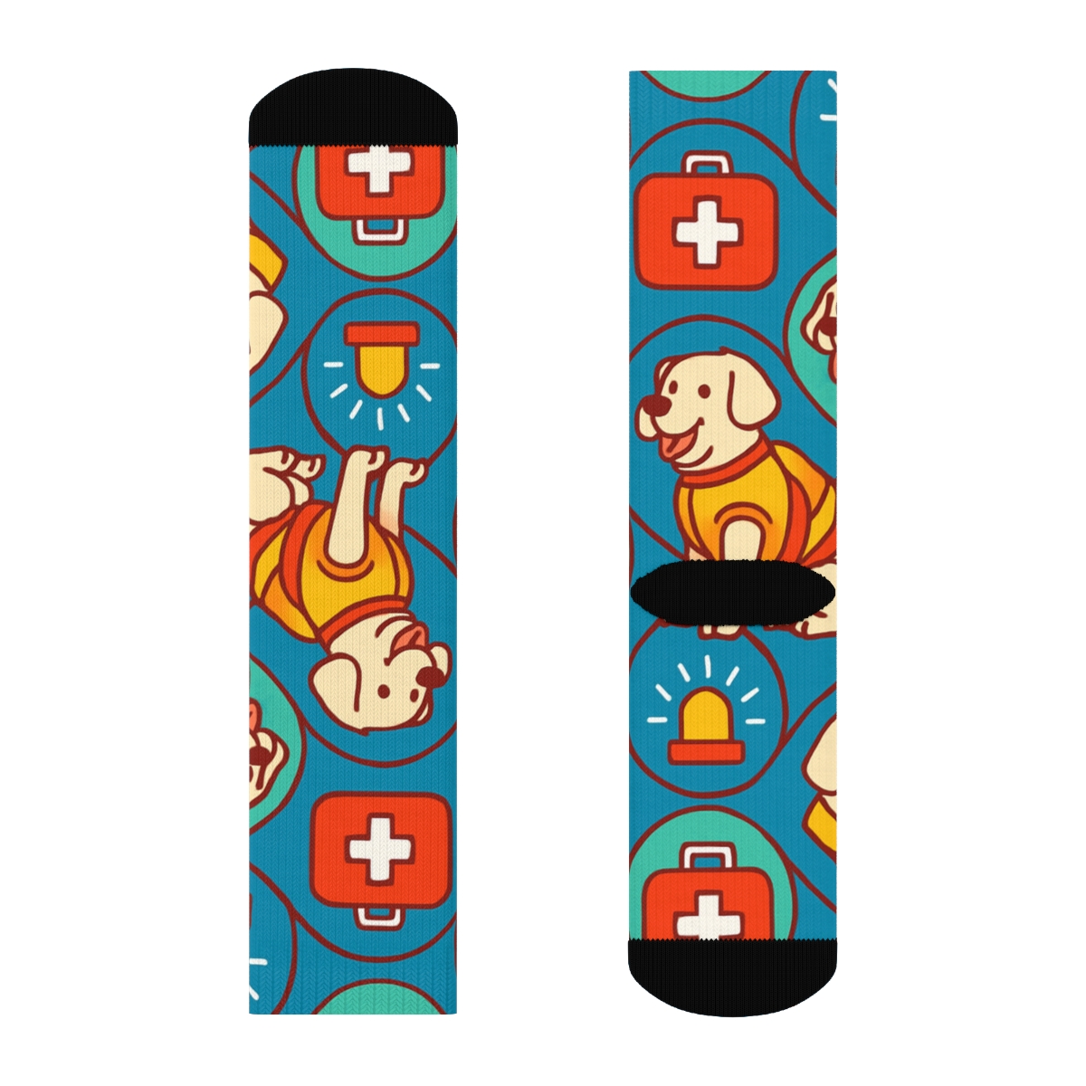 Rescue Dog Chevron With Search And Rescue Worker Patch Icons premium sports crew socks