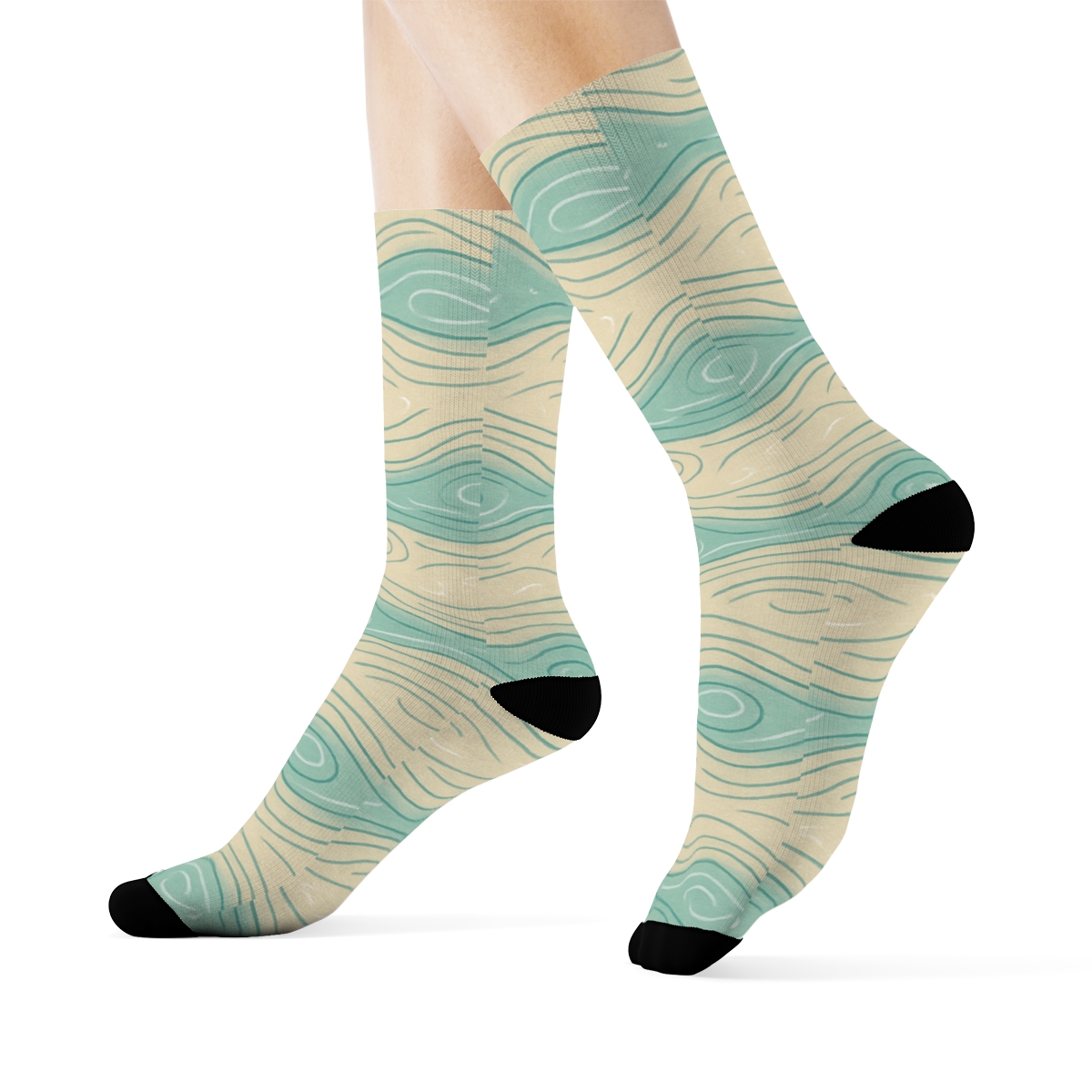 Minimal Tide Band Contours On Warm Sand Background stylish athletic crew socks