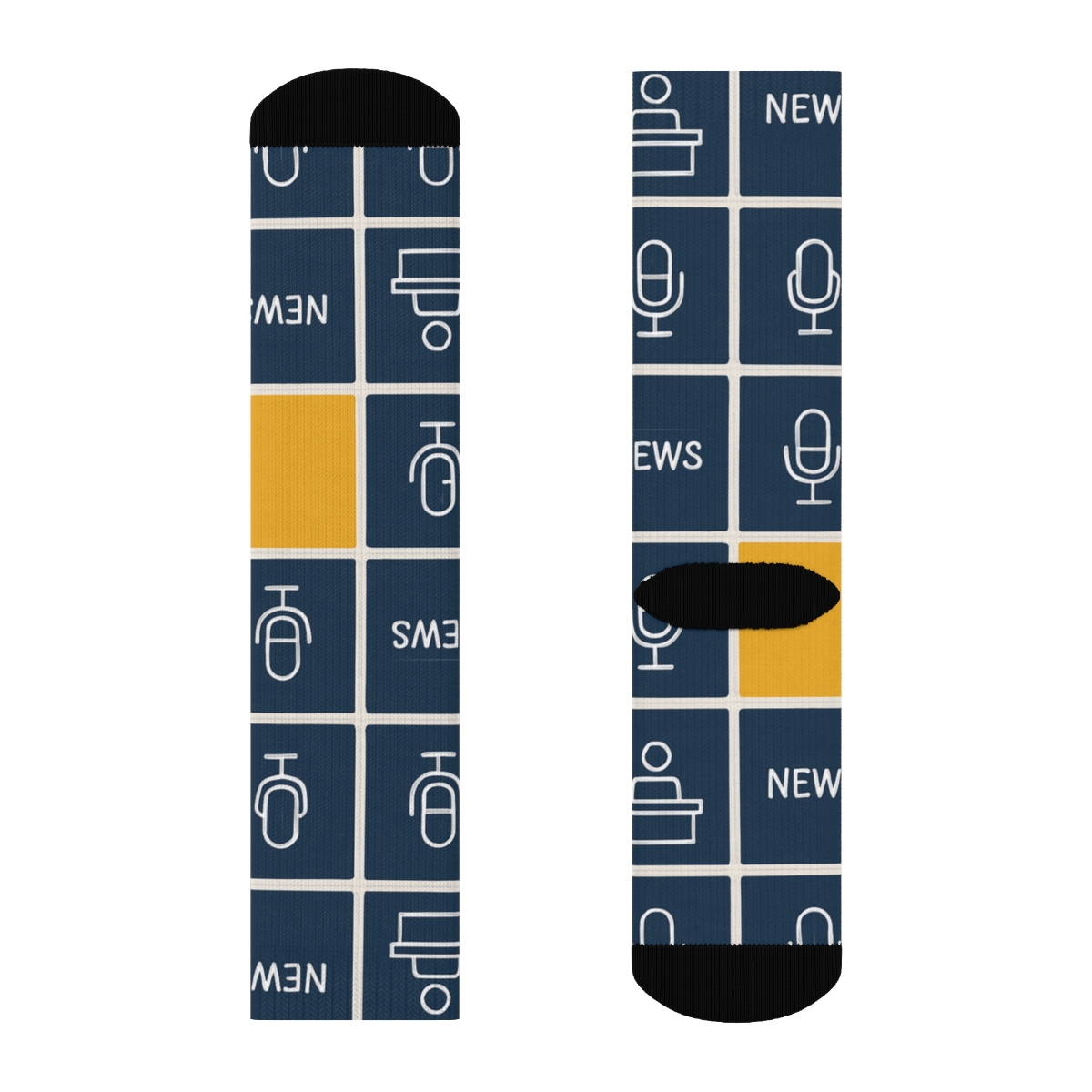 Studio Grid With News Anchor Motifs premium sports crew socks