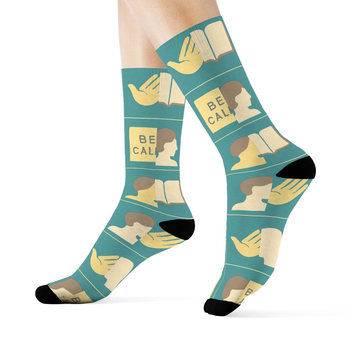 Counselor Collage Lattice On Teal Field stylish athletic crew socks