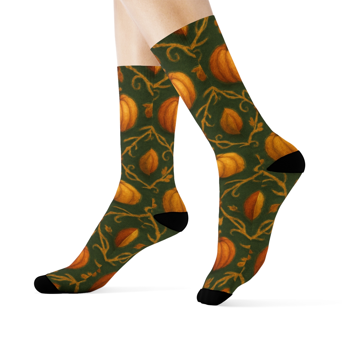 Burnt Orange Pumpkin Patch Lattice unique graphic crew socks
