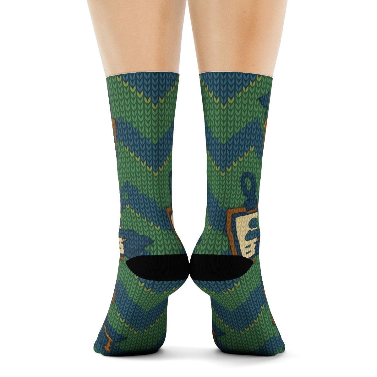 Knitted School Principal Lanyard Stripe Weave comfortable cotton crew socks