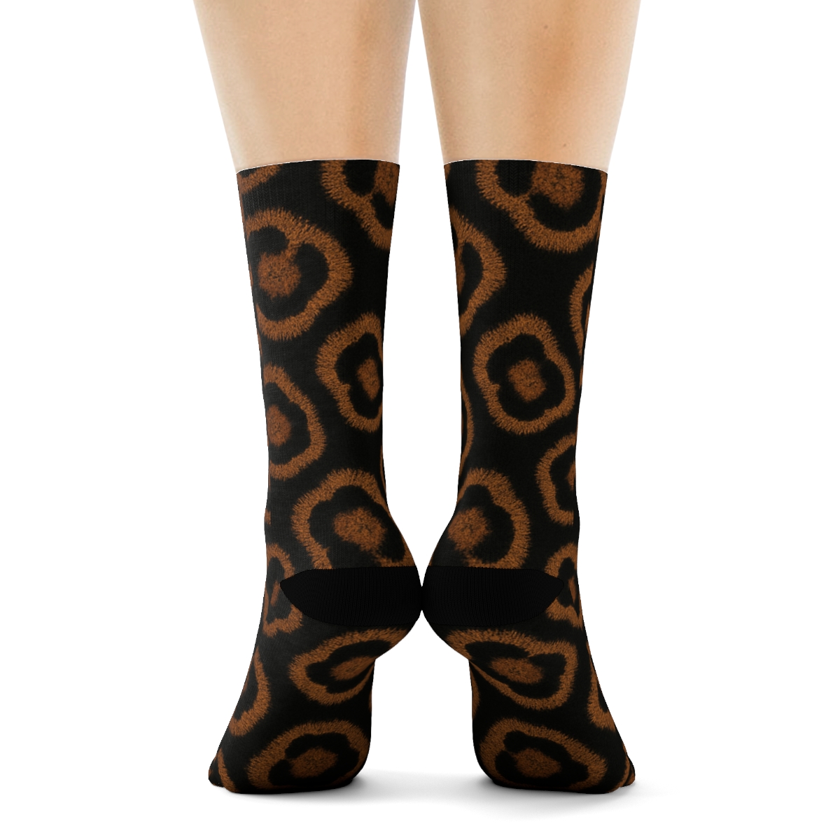 Tawny Rosette Grid On Black Background stylish athletic crew socks