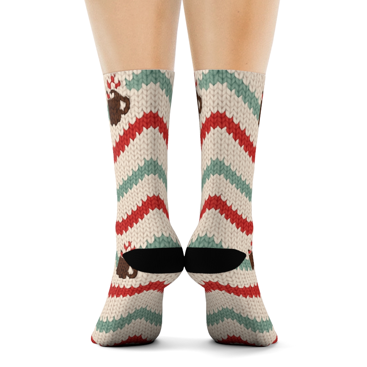 Candy Canes Knitted Chevron Comfort stylish athletic crew socks