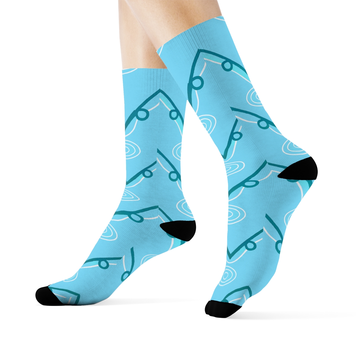 River Ripples With Fisher Rod Chevron unique graphic crew socks