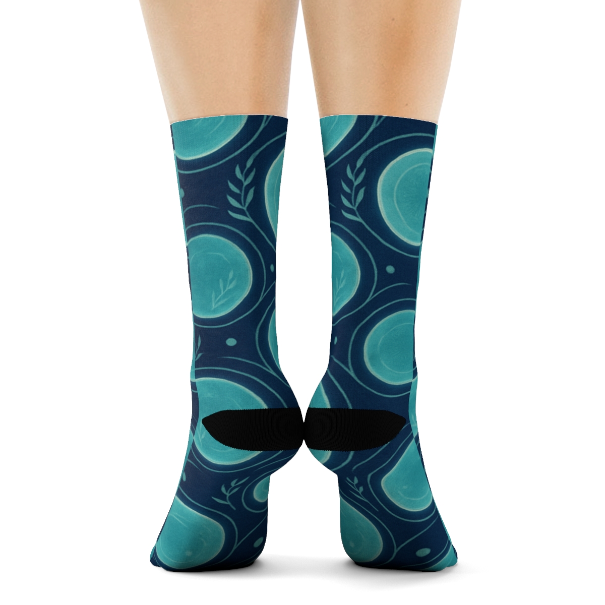 Seafoam Ripple Lattice designer printed crew socks
