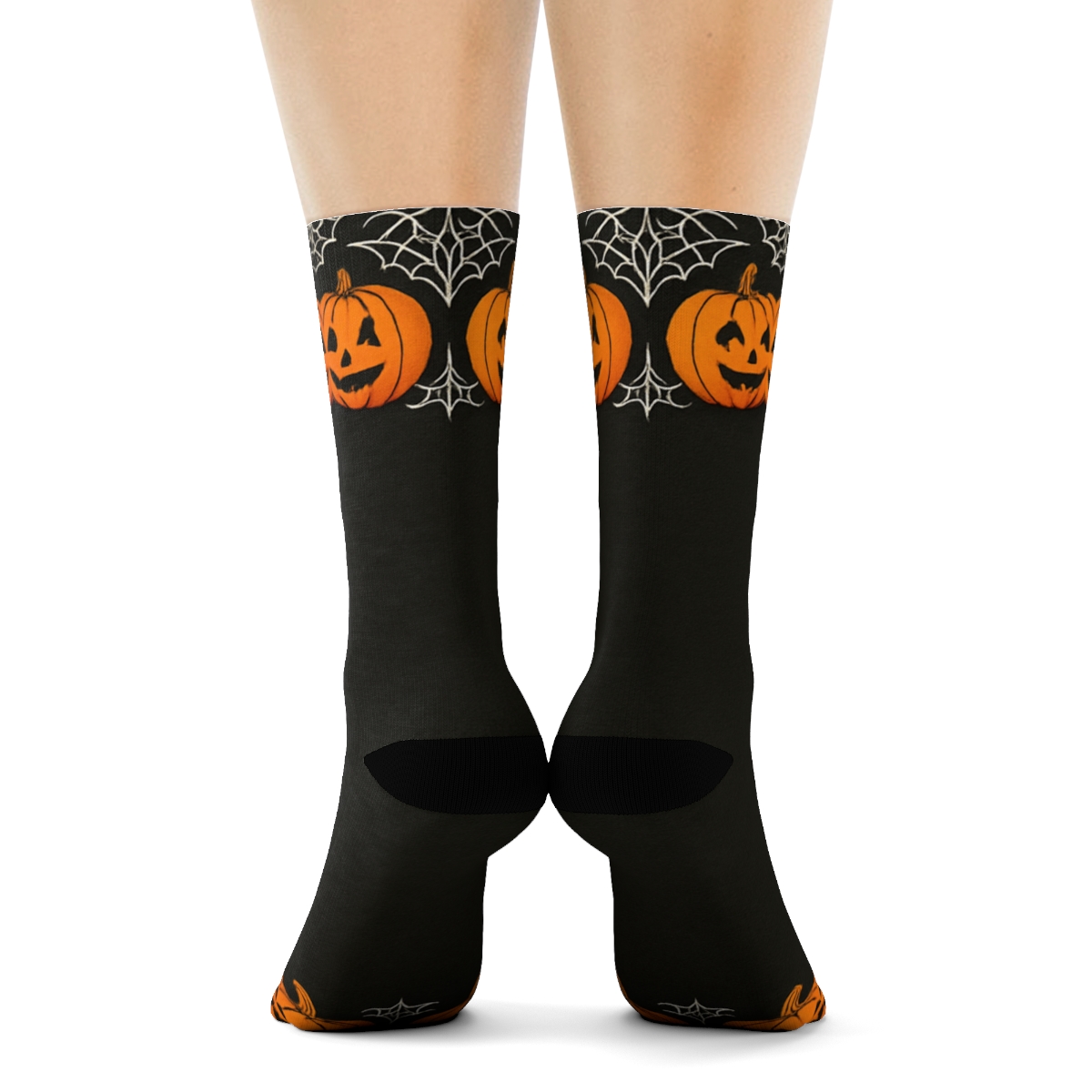 Pumpkin Hexagonal Tile Border On Black Background premium sports crew socks