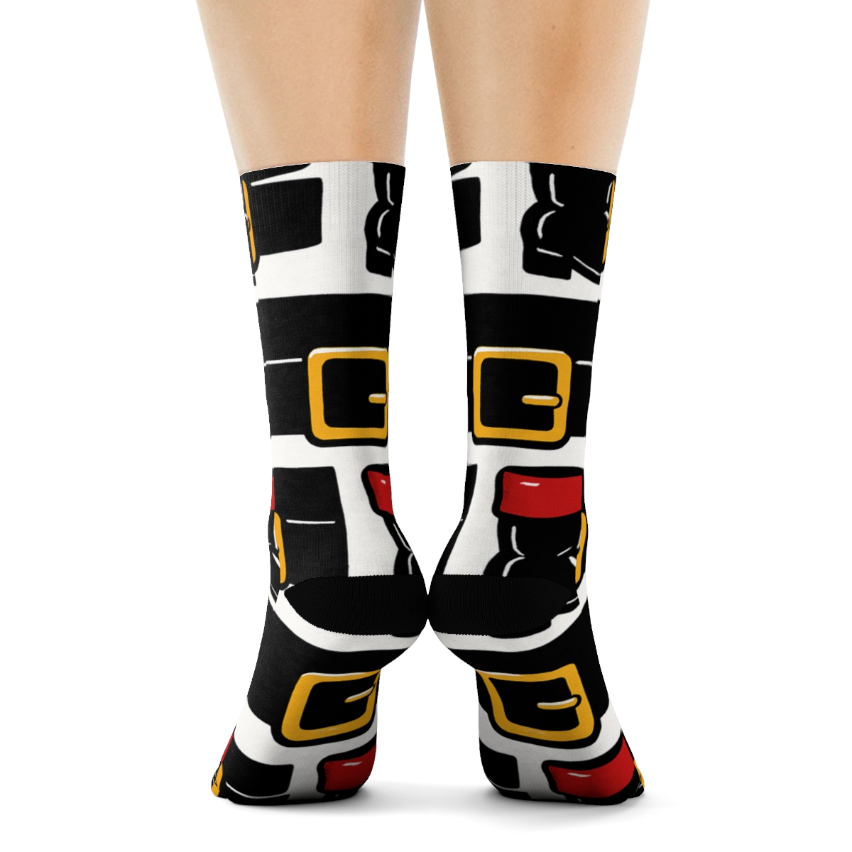 Pop Art Collage With Santa Belt Rhythm premium sports crew socks