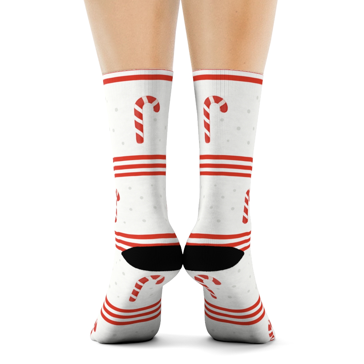 Minimal Candy Canes Stripe Interrupt Bands On White premium sports crew socks