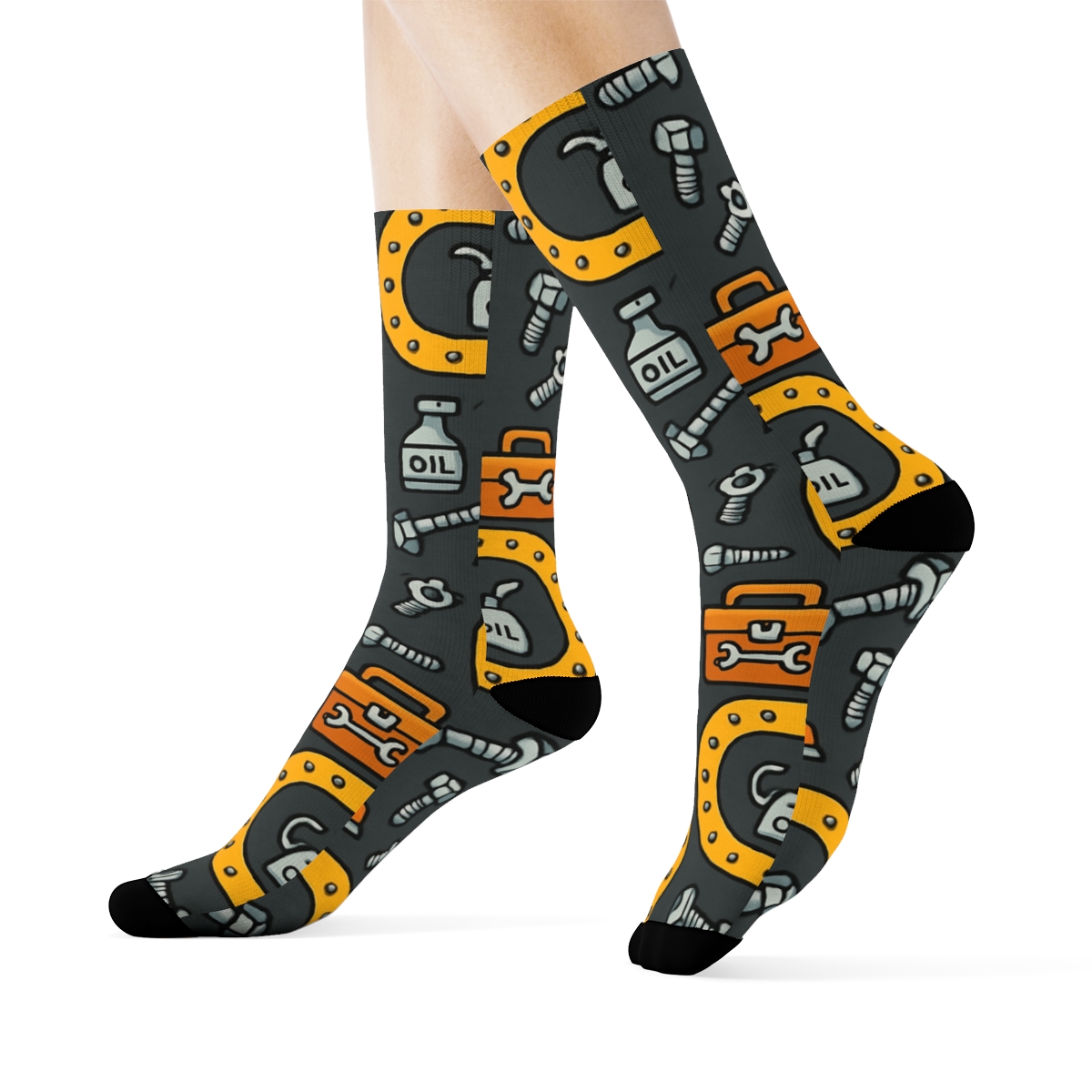 Conveyor Belt Parade With Factory Worker Icons comfortable cotton crew socks