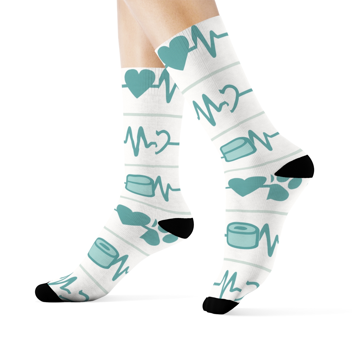 Paw Print Rhythm For Veterinary Technician Gear stylish athletic crew socks