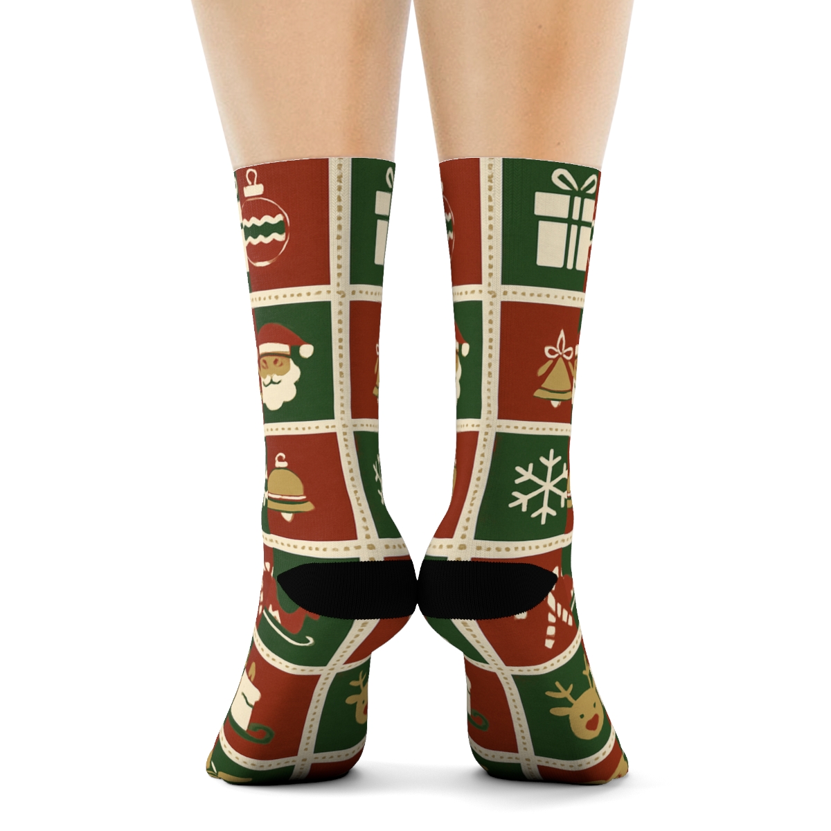 Holiday Countdown Calendar Festive Pattern comfortable cotton crew socks