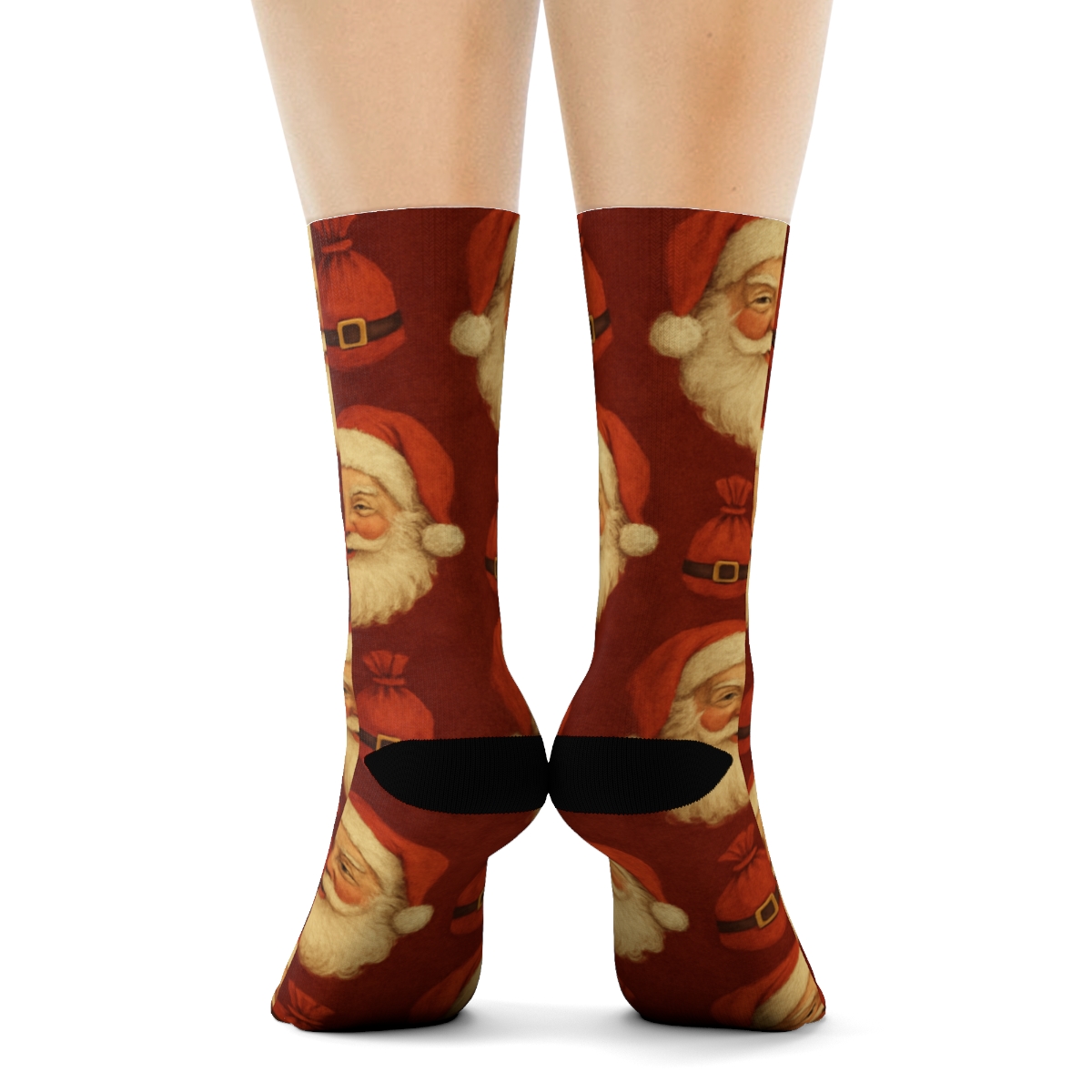 Santa Classic Tiled Motif designer printed crew socks