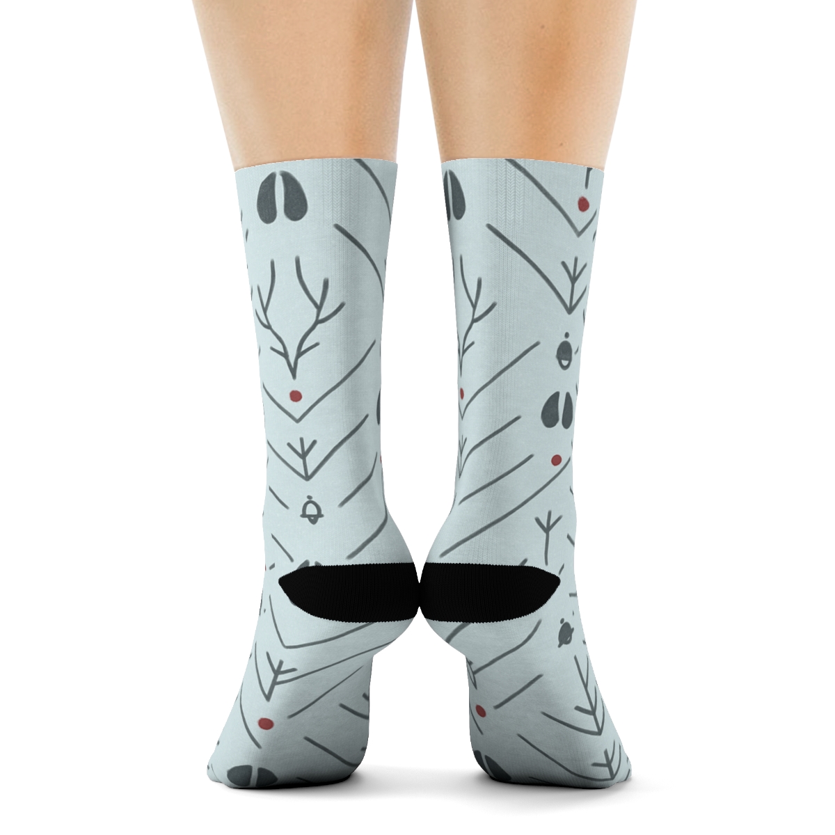 Hoofprint Chevron On Icy Blue Background, Reindeer premium sports crew socks