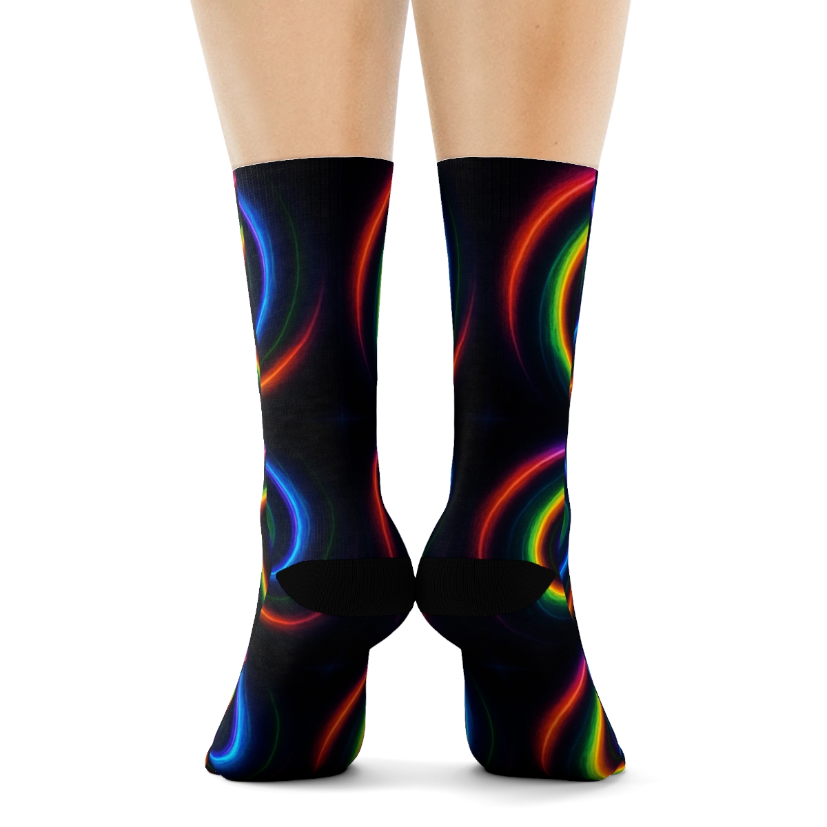 Spiral Whorl Grid On Black Field custom crew socks