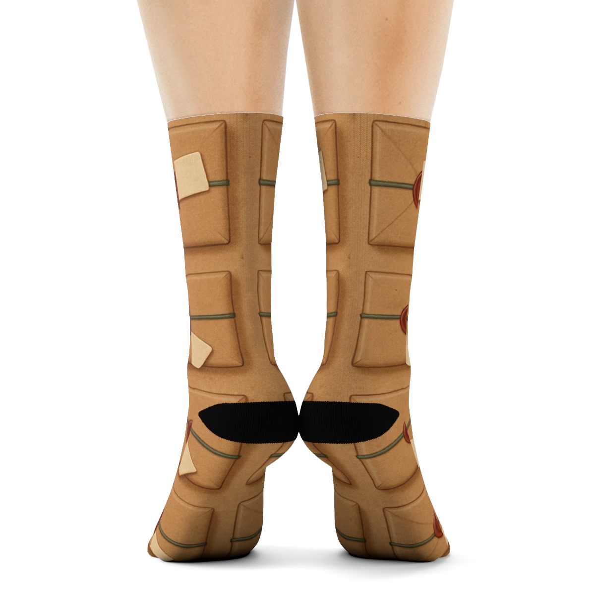 Kraft Brown Gift Wrap Study, Presents Edition trendy patterned crew socks