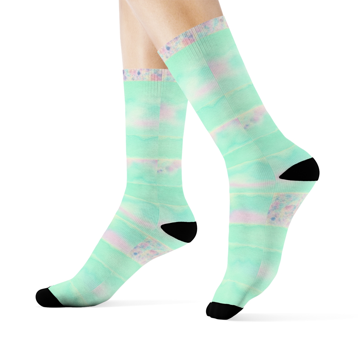 Pastel Scrunch Speckle Bands On Colored Background trendy patterned crew socks