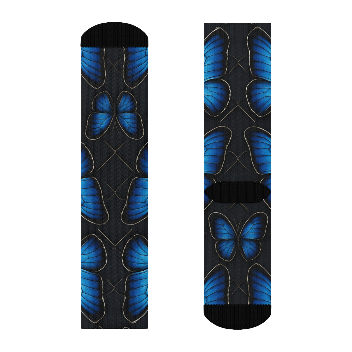 Iridescent Morpho Wing Vein Lattice On Charcoal Background comfortable cotton crew socks