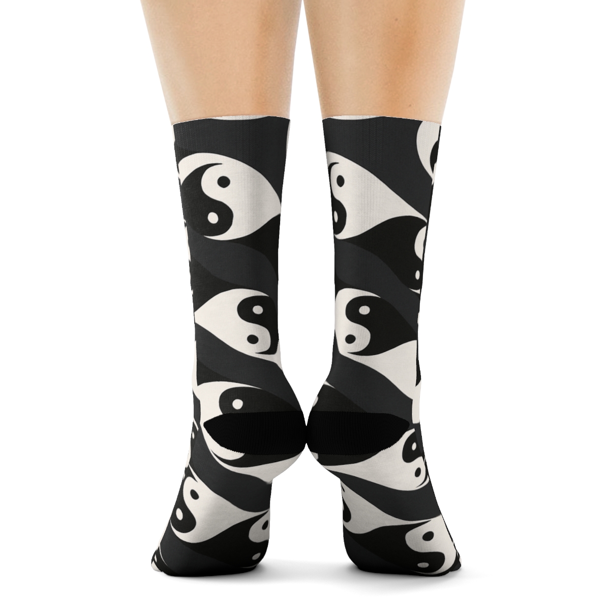 Kinetic Taijitu Wave Bands On Deep Charcoal premium sports crew socks