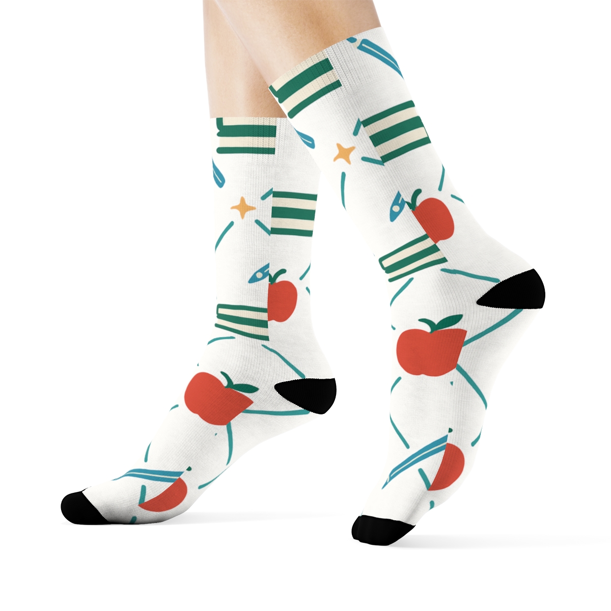Apple Constellation Pattern For Teacher Celebration trendy patterned crew socksApple Constellation Pattern for Teacher Celebration Crew Socks - Image 3