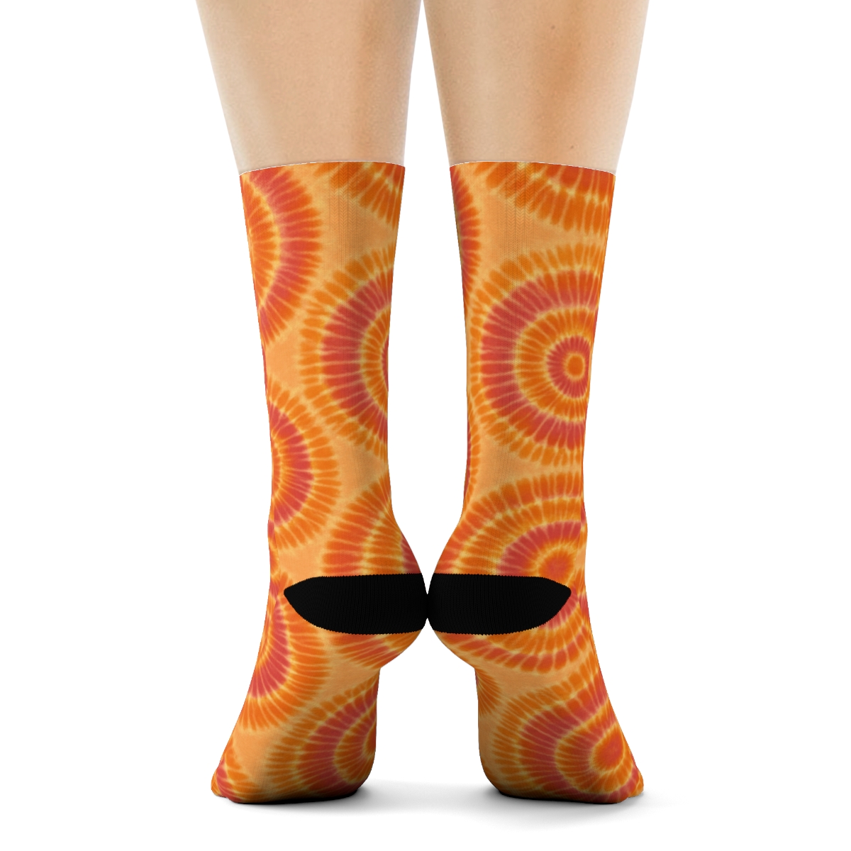 Sunset Bullseye Radiating Mandalas comfortable cotton crew socks
