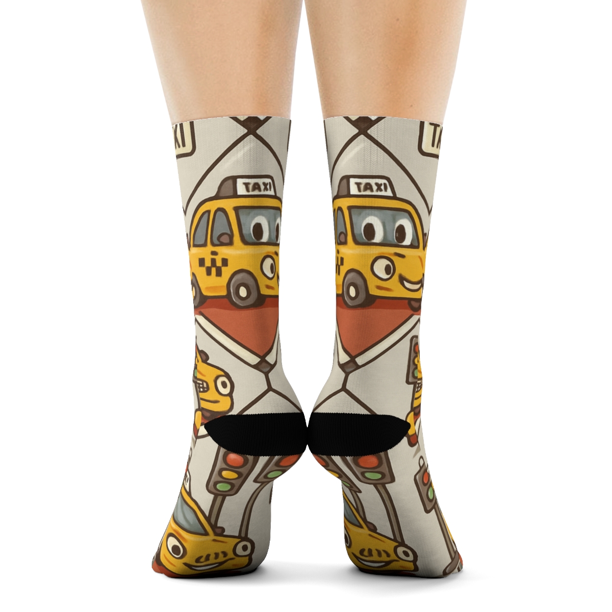 Street Festival Parade Tiles Taxi Driver comfortable cotton crew socks